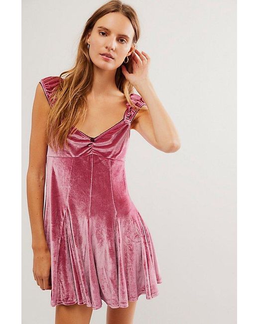 Free People Pink Rose Marie Mini Dress At In Sweetheart, Size: Medium