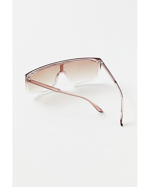 Free People Purple Bayview Wide Shield Sunglasses At In Mauve