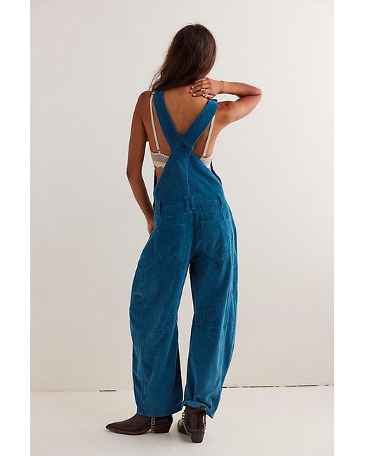 Free People Blue Good Luck Cord Overalls