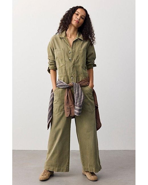 Free People Green Jacoby Carpenter Jumpsuit