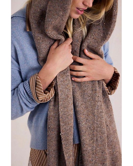 Free People Blue Wrap Me Up Hooded Scarf