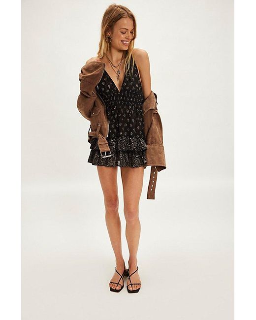 Intimately By Free People Black Happy Hour Printed Mini Slip By