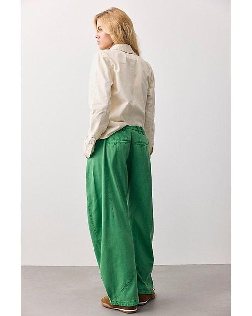 Free People Green Spotlight Washed Barrel Chino Trousers