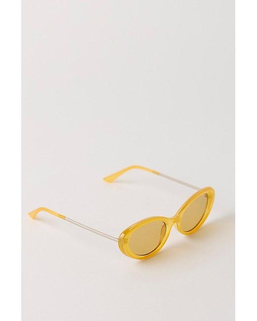 Free People Yellow Mae Oval Sunglasses