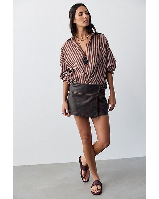 Free People Red Suki Vegan Micro Skirt