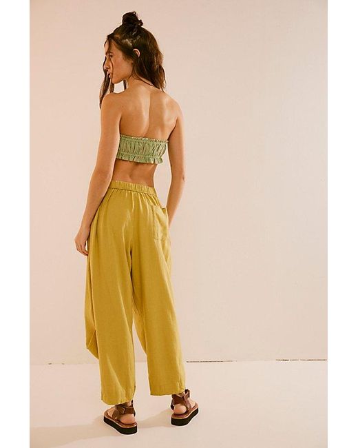 Free People Yellow Take Me With You Linen Pants