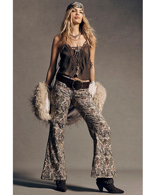 Free People Brown Aster Jacquard Flares