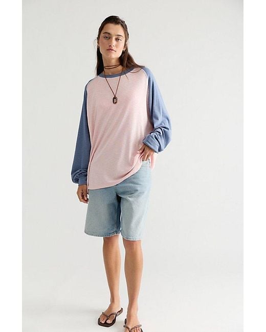 Free People Blue We The Free First Base Long Sleeve Tee