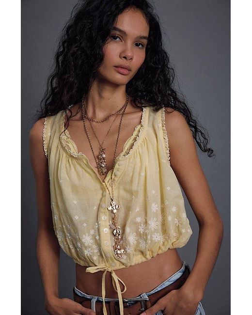 Free People Brown Cherry Scallop Top