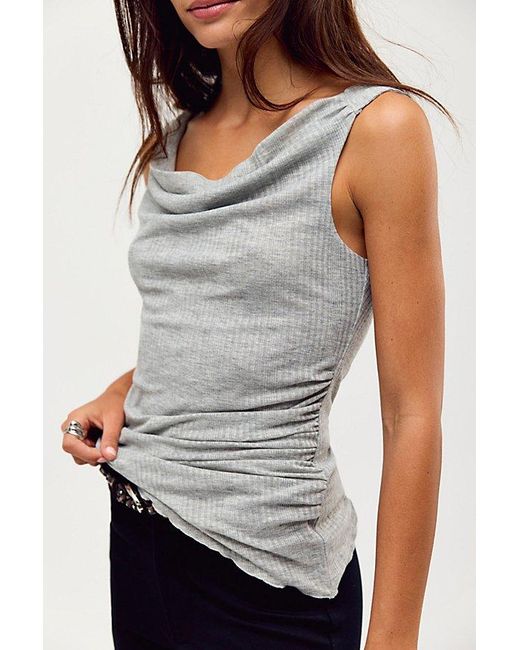 Free People Gray Mikey Knit Top