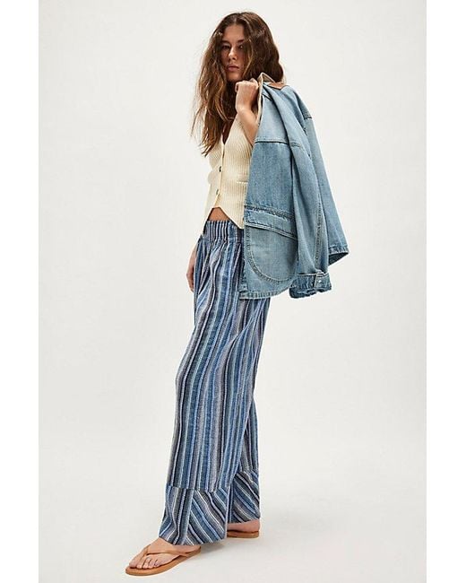 Free People Day's End Stripe Pants in Yellow | Lyst
