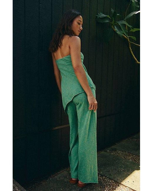 Free People Green Krista Cotton-Linen Sweater Set