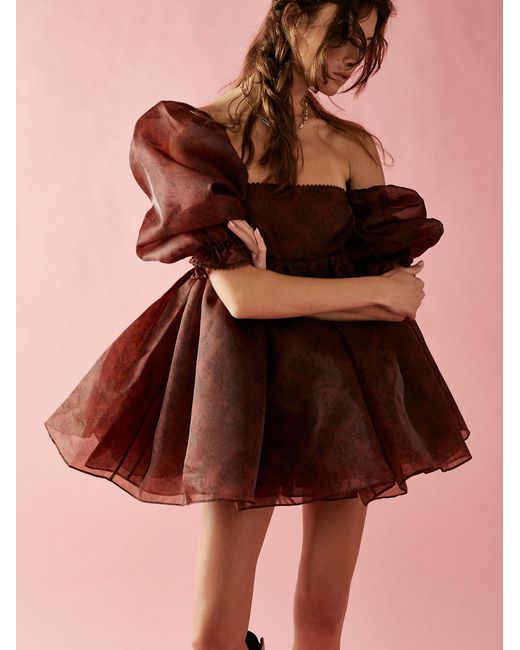 Free People Selkie Solid Puff Dress in Chocolate (Brown) | Lyst Canada