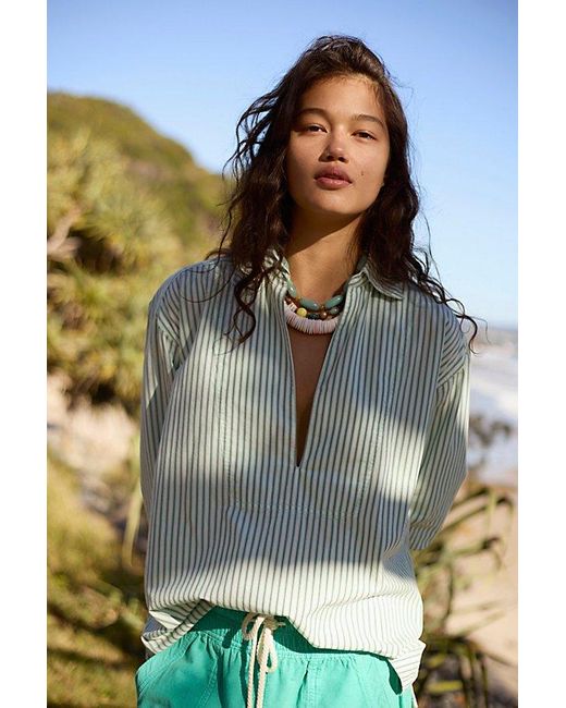 Free People Green August Striped Pullover