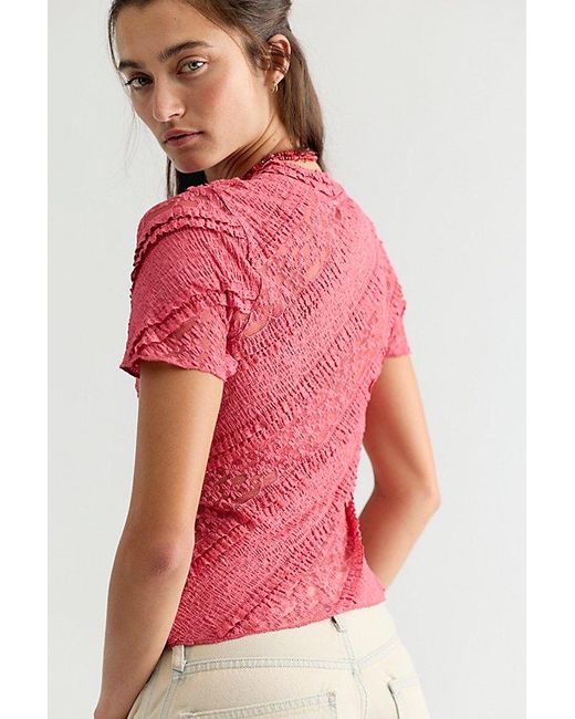 Free People Red Solita Lace Top