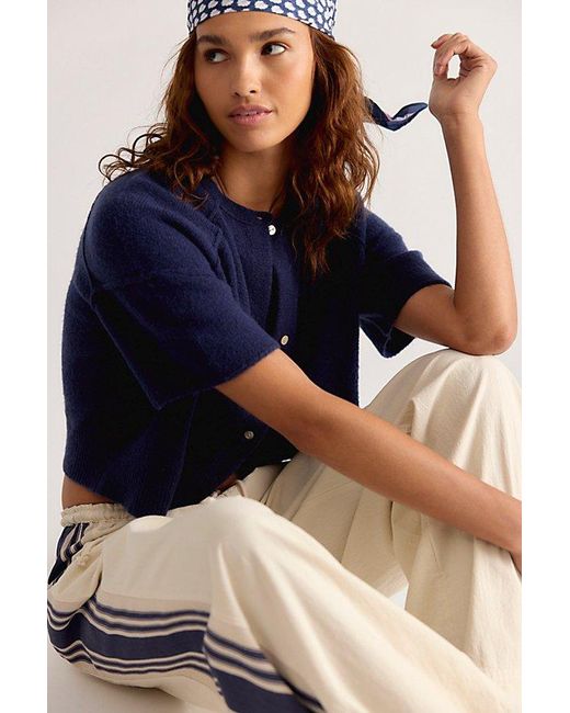 Free People Blue See Me Softspun Cardigan