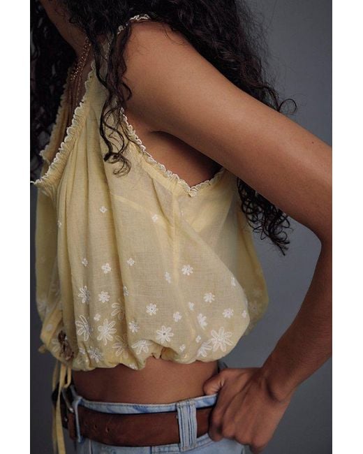 Free People Brown Cherry Scallop Top