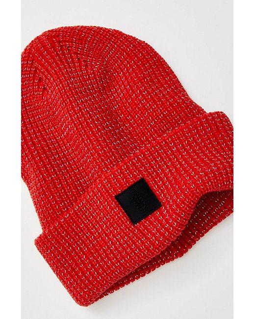 Free People Red Let's Race Fleece Lined Recycled Yarn Beanie