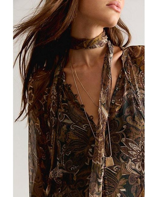 Spell Brown Damask Button Through Midi Dress