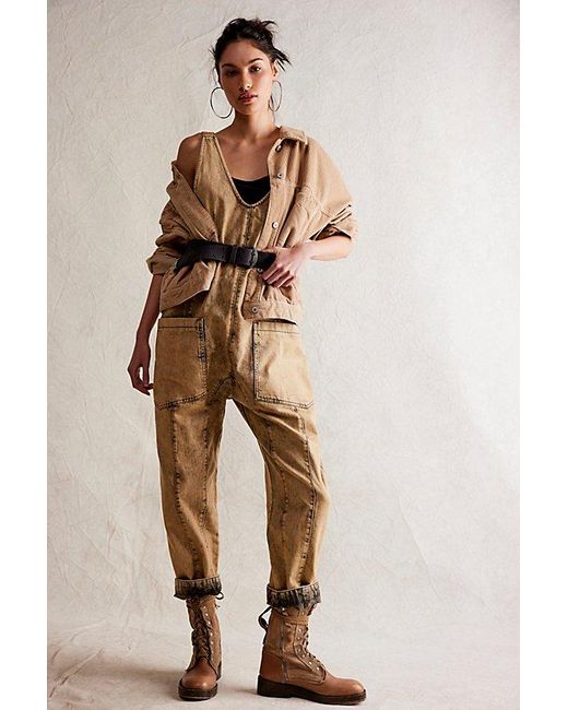 Free People Brown We The Free High Roller Jumpsuit