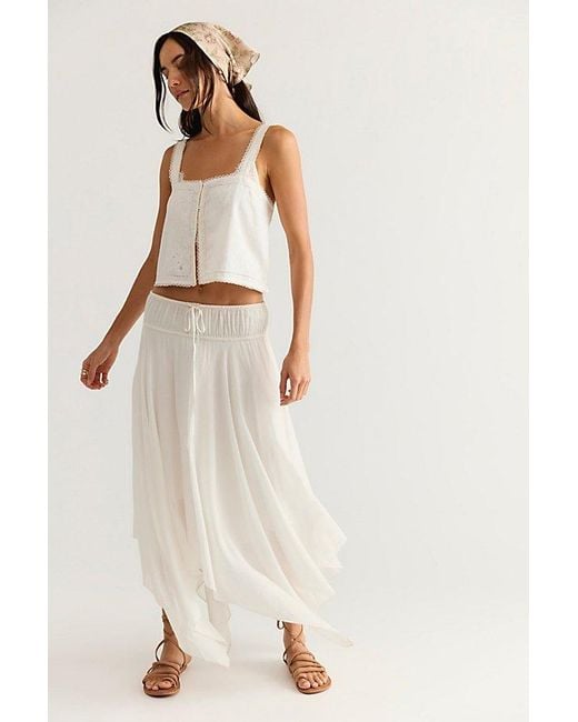 Free People White Nora Embroidered Top