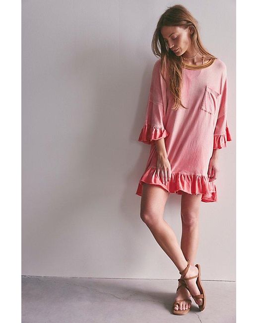 Free People Multicolor Campus Classic Tee Mini Dress