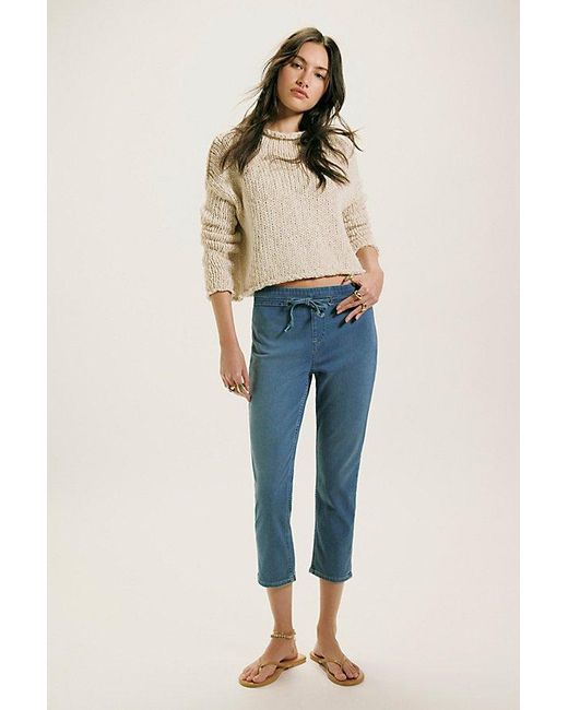 Free People Blue Knockout Mid-rise Crop Jeans At Free People In Echo, Size: Xs