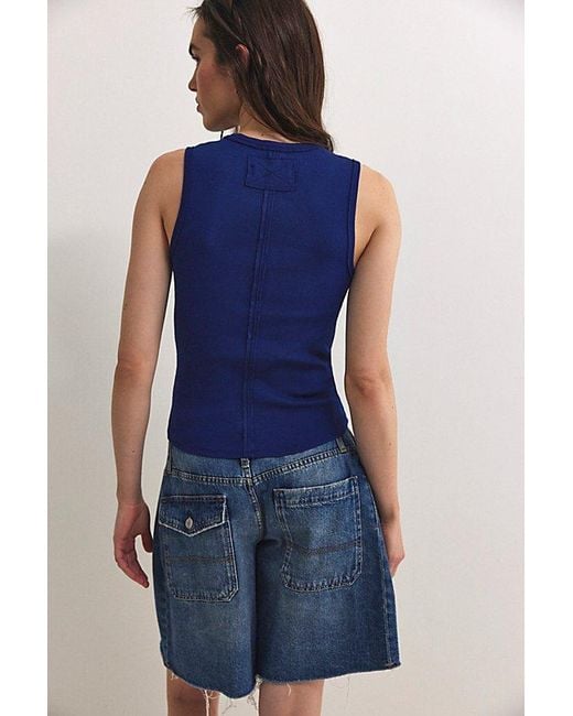 Free People Blue We The Free Neria V-Neck Tank Top