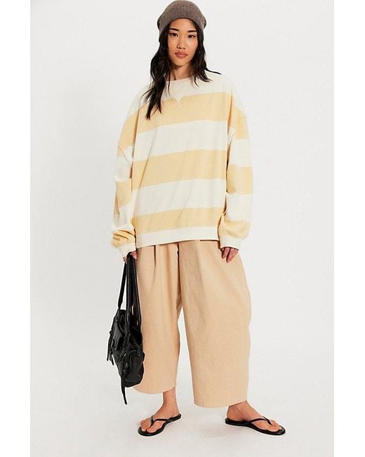 Free People Natural Classic Striped Oversized Crewneck