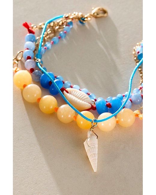 Free People Blue Hailee Beaded Anklet