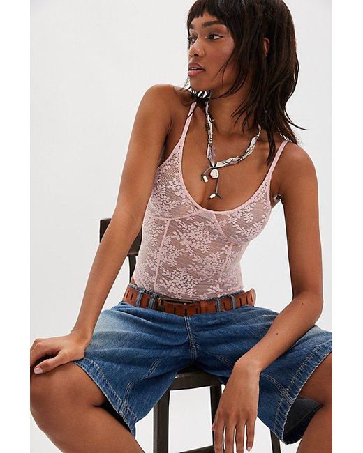 Intimately By Free People Brown Ready To Go Lace Bodysuit By