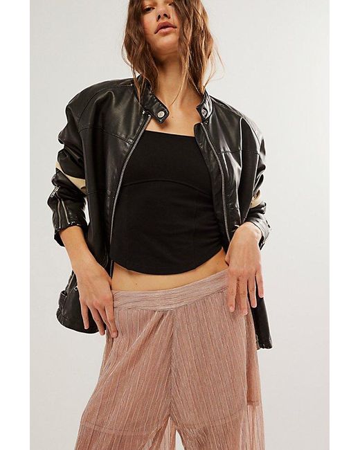 One Teaspoon Black Plisse Palazzo Pants At Free People In Rose Gold, Size: Large