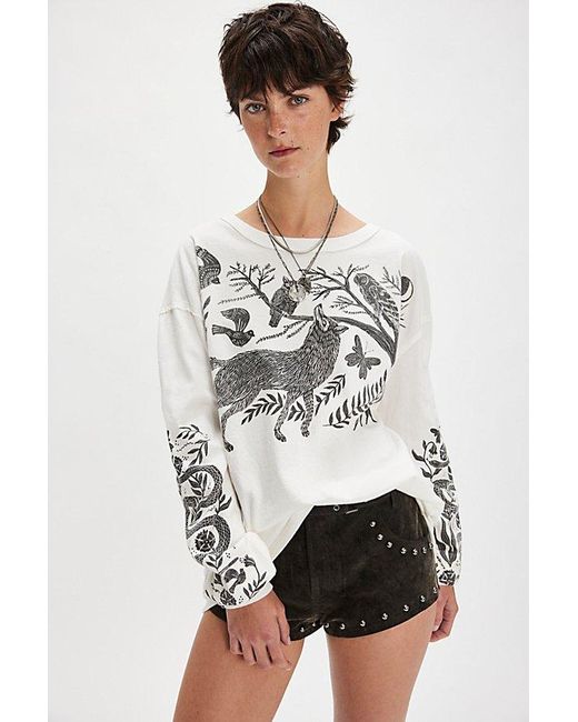 Ragabond White Woodland Doodle Long-Sleeve Tee By