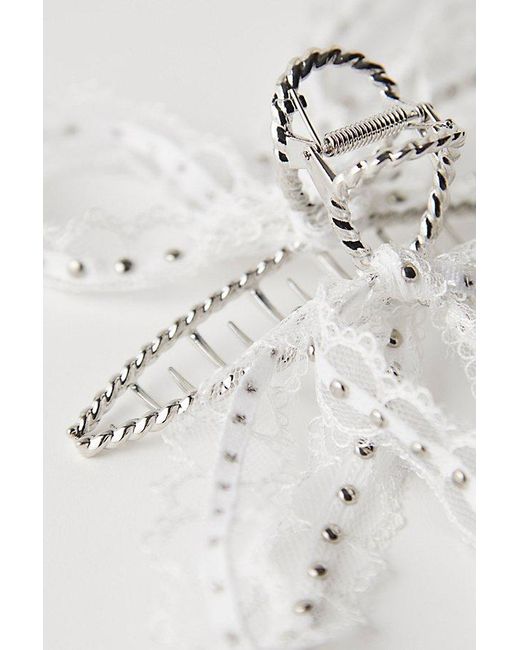 Free People Gray Mallory Studded Lace Claw Clip