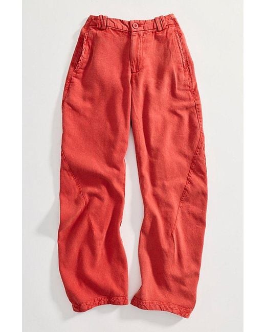 Free People Red Spotlight Washed Barrel Chino Trousers