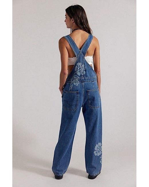 Free People Blue Ziggy Printed Overalls
