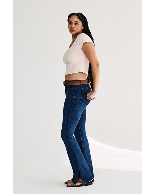 Free People Blue Level Up Slit Slim Flare Jeans At Free People In Night Sky, Size: 25