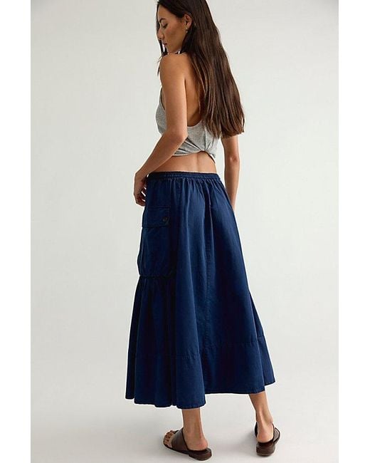 Free People Blue We The Free Trailblazer Cargo Midi Skirt