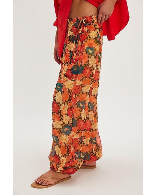 Free People Red Misty Printed Bubble Pant