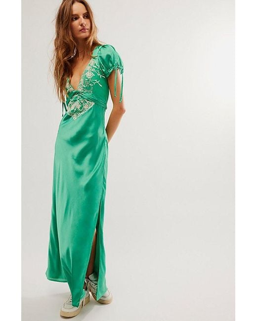 Free People Green Cooper Maxi Dress At In Verdis, Size: Us 0