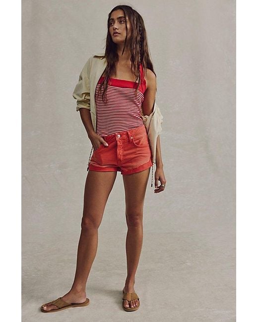 Free People Red Ahoy Baby Halter Tank Top