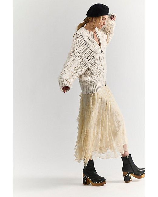 Free People Natural Lola Cable Knit Cardi