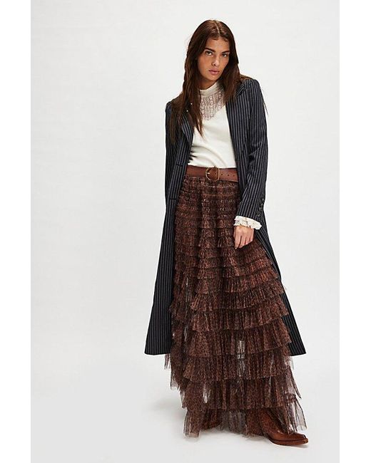 Intimately By Free People Brown Return Of The Ruffle Maxi Slip Skirt