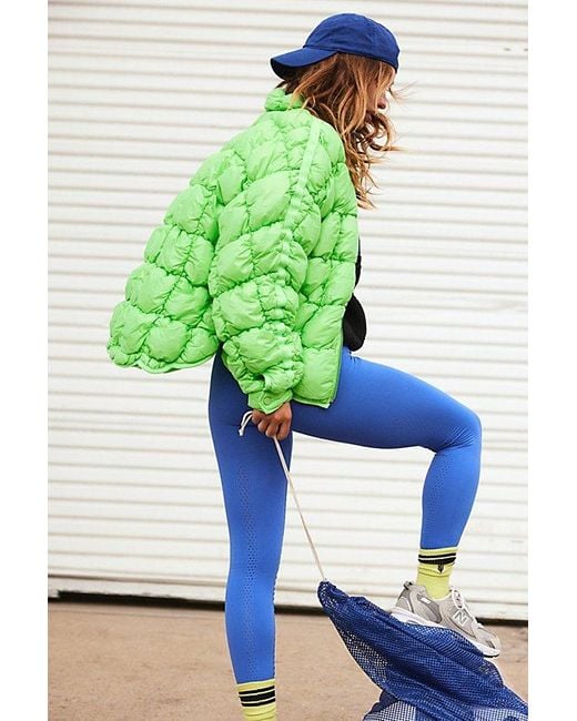 Free People Green Scrunchy Glossy Pippa Packable Puffer Jacket