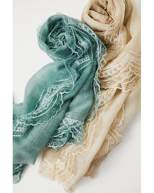 Free People Green Lovelace Washed Scarf