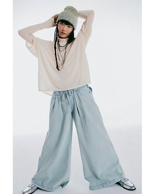 Free People Green Julien Wide-Leg Chino Trousers