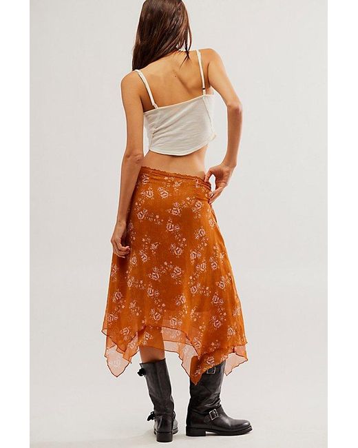 Free People Orange Garden Party Skirt At In Caramel Combo, Size: Xs