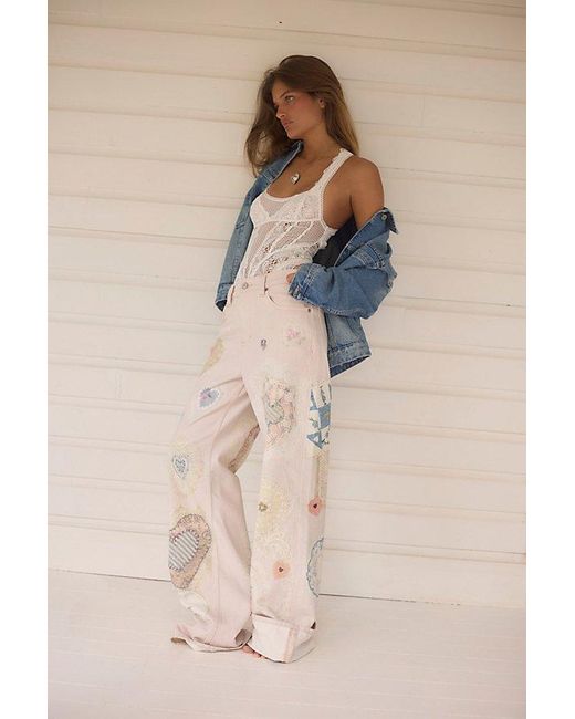 Free People White Tinsley Printed Jeans