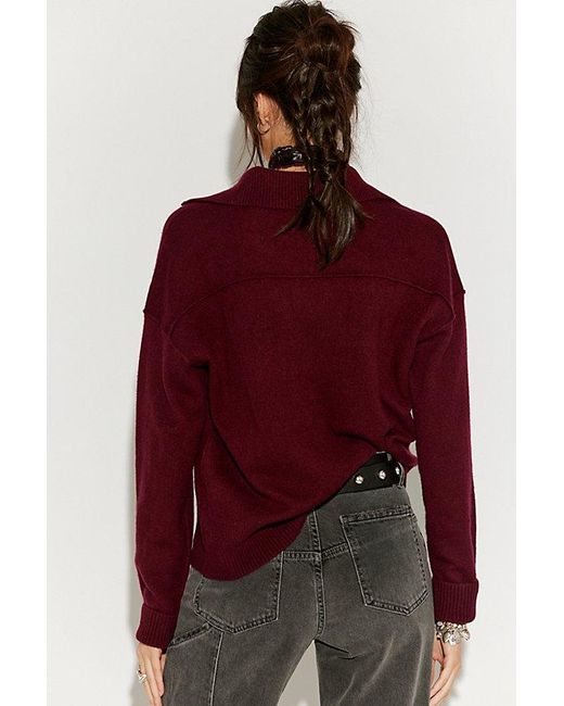 Free People Red Eloura Cashmere Henley Sweater