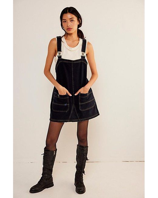 Free People Overall Smock Mini Top At Free People In Blue Black, Size: Xs